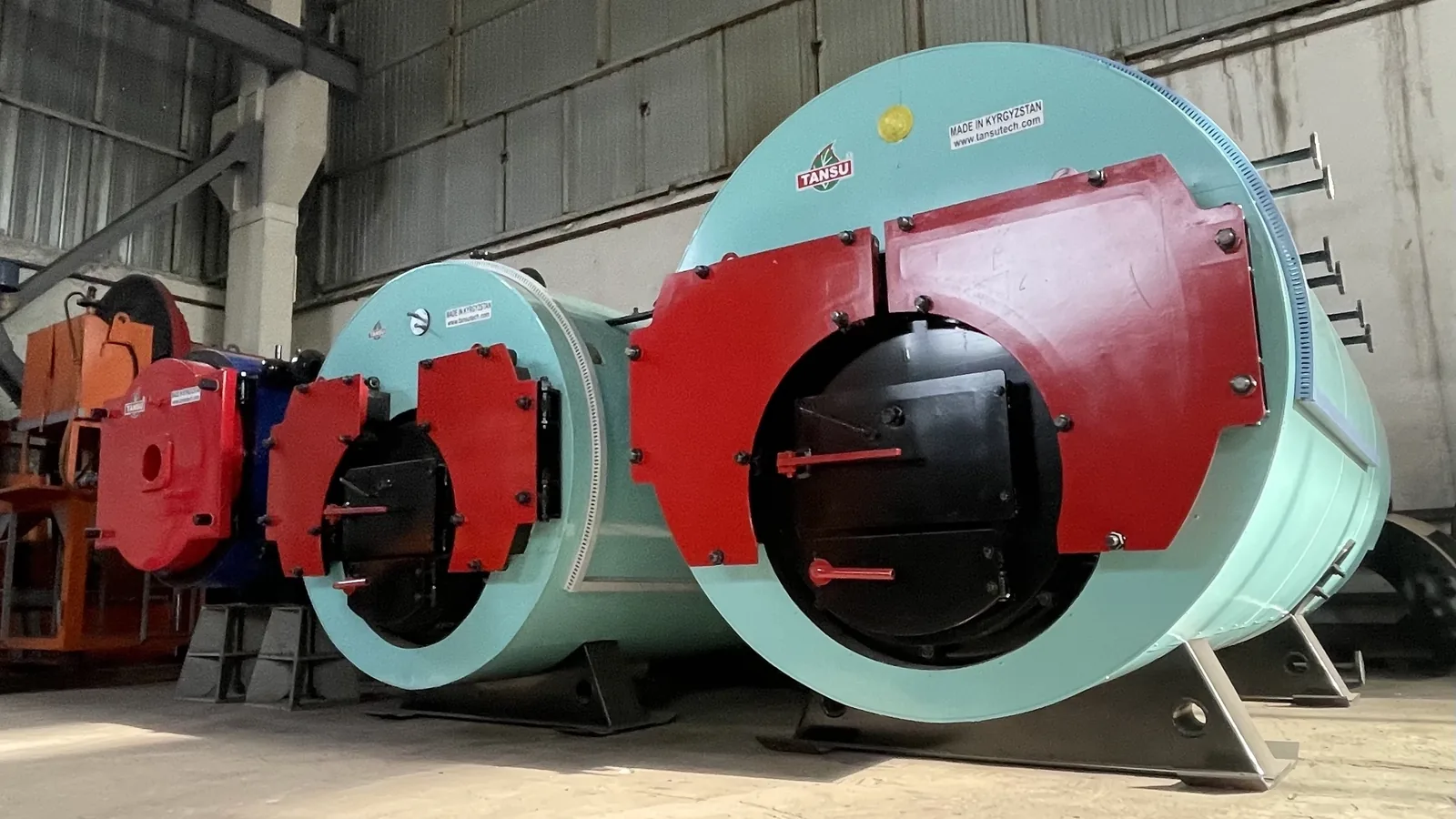 Two TANSU boilers in a production hall